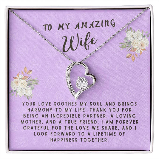 Wife Gift Necklace - Forever Love - Soothes My Soul Lavender Card