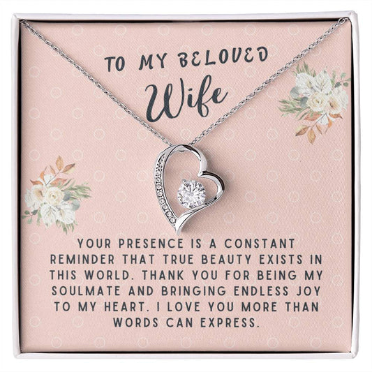 Wife Gift Necklace - Forever Love - True Beauty Exists Pink Card