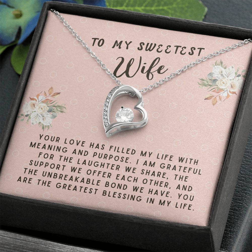 Wife Gift Necklace - Forever Love - Love Filled My Life Pink Card