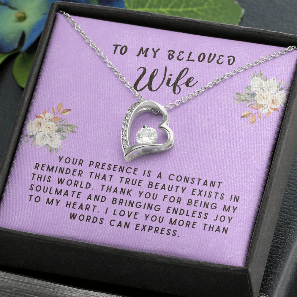 Wife Gift Necklace - Forever Love- True Beauty Exists Lavender Card
