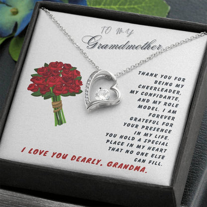 Grandmother Gift Necklace - Forever Love - Roses White Card