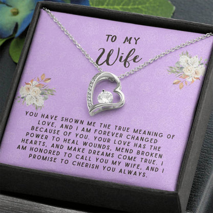 Wife Gift Necklace - Forever Love - True Meaning Of Love Lavender Card