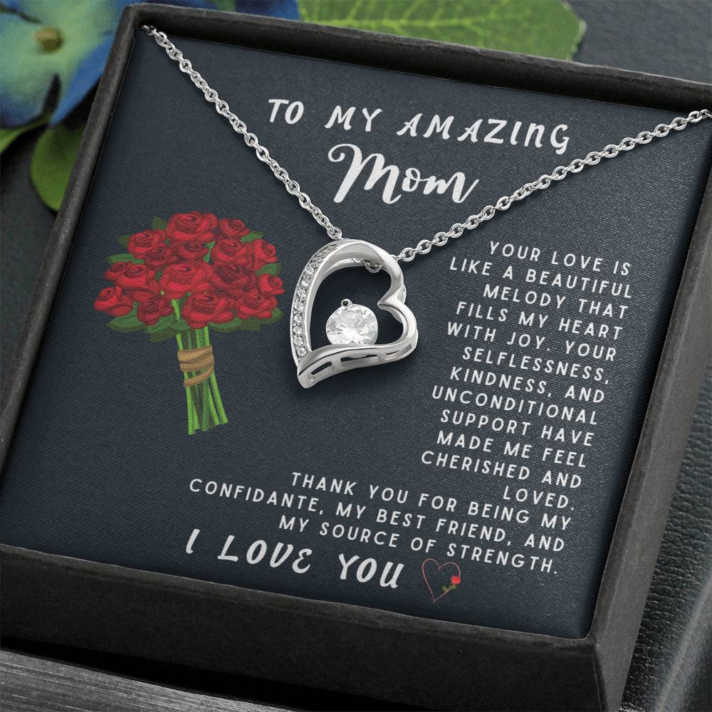 Mother Gift Necklace - Forever Love- Beautiful Melody Black Card