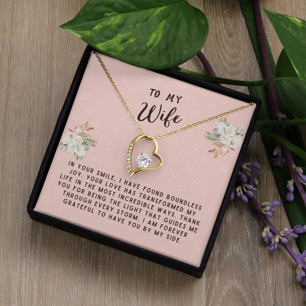 Wife Gift Necklace - Forever Love - In Your Smiles Pink Card