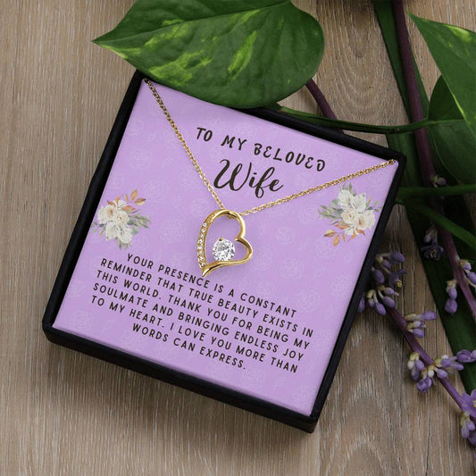 Wife Gift Necklace - Forever Love- True Beauty Exists Lavender Card