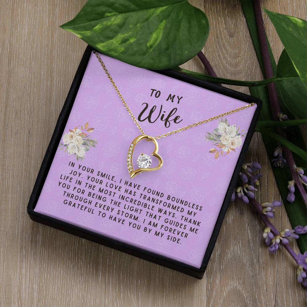 Wife Gift Necklace - Forever Love - In Your Smiles Lavender Card