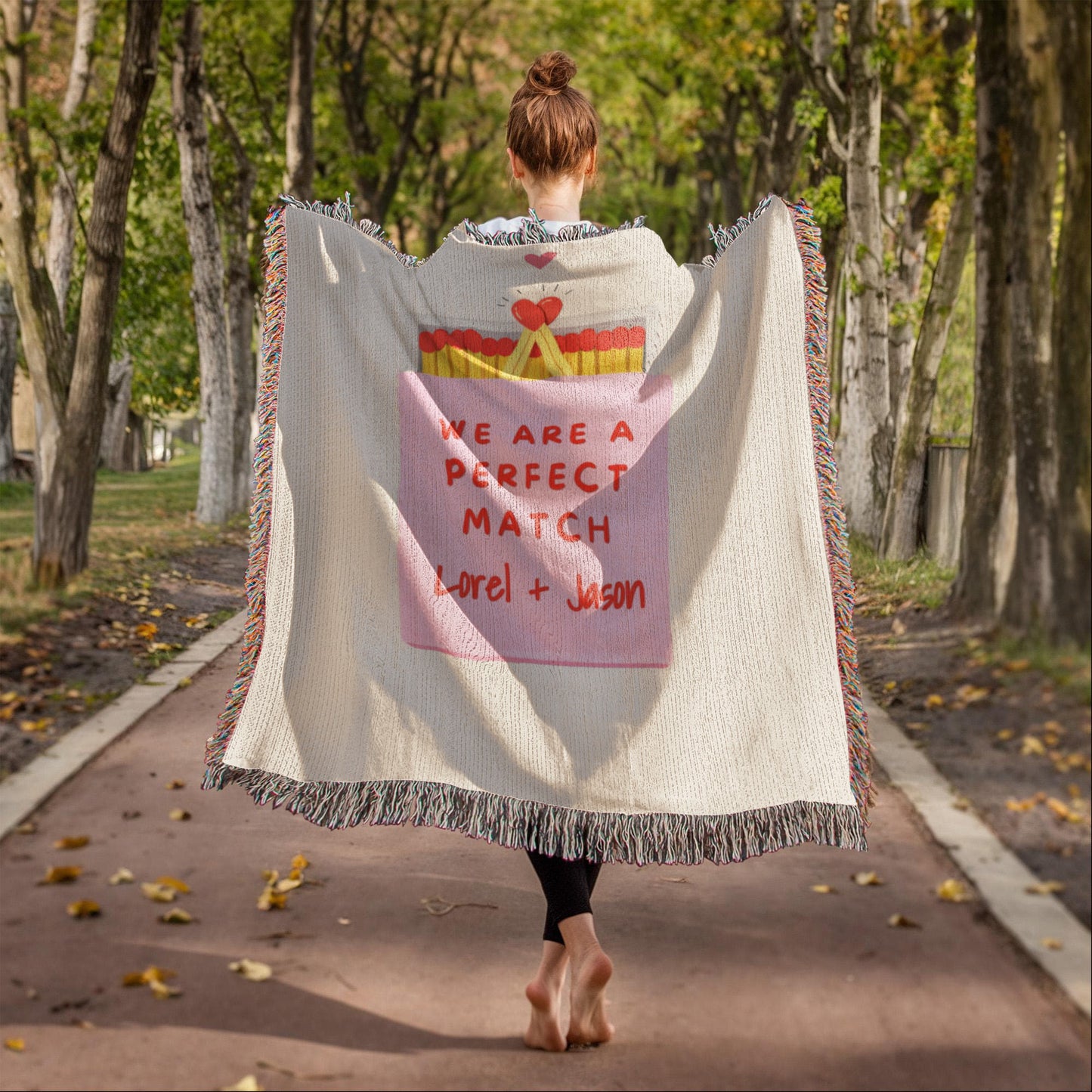 Personalized couple woven blanket with names for a perfect match wedding gift