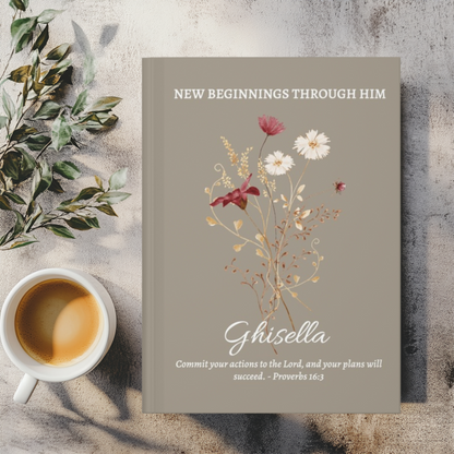 Personalised Graduation Gift, Hardcover Journal, Custom Notebook with Wildflowers, Christian Gift, Bible Verse, Graduation Gifts for Her