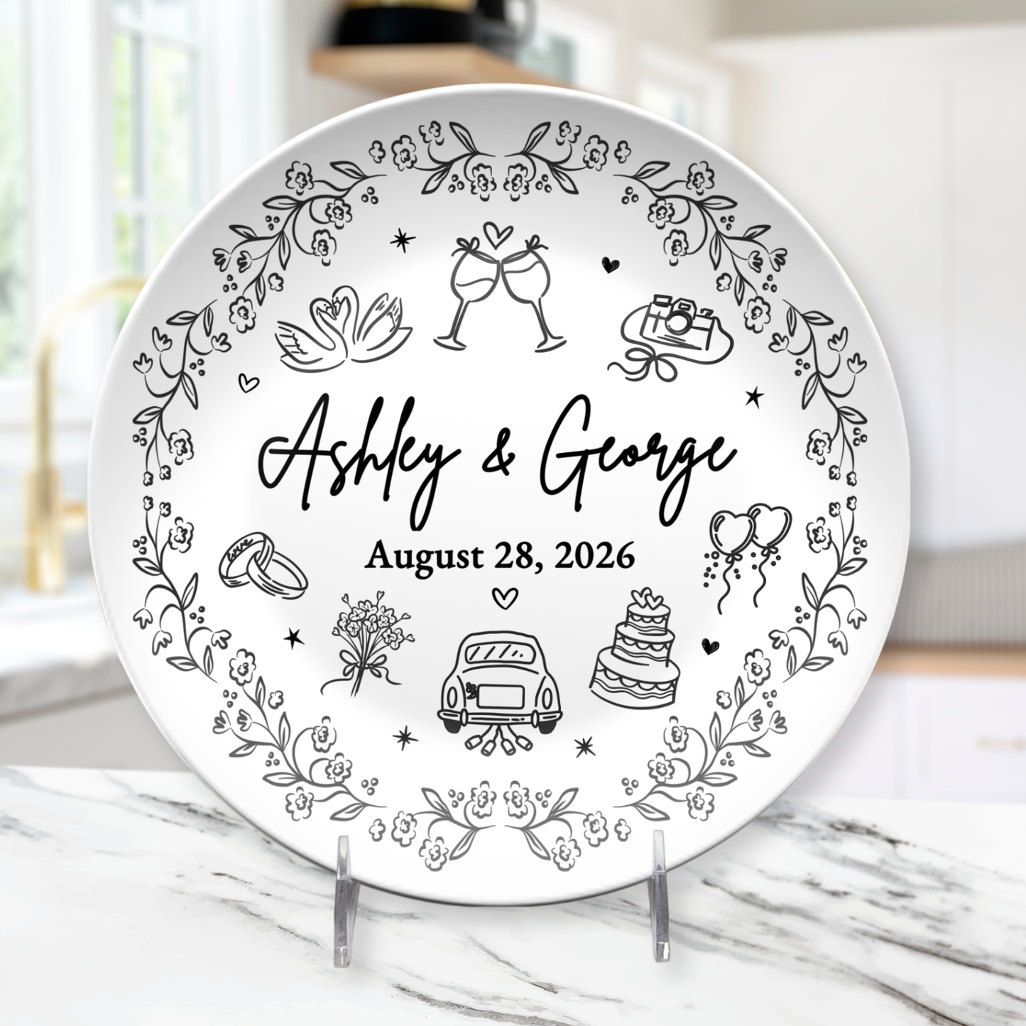 Personalized Wedding Plate & Platter | Custom Couple Names & Date Gift