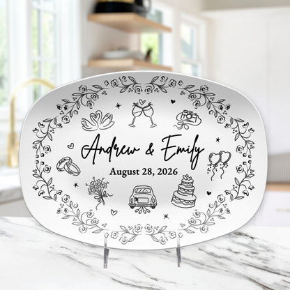 Personalized Wedding Plate & Platter | Custom Couple Names & Date Gift