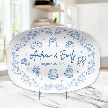 Personalized Wedding Plate & Platter | Custom Couple Names & Date Gift