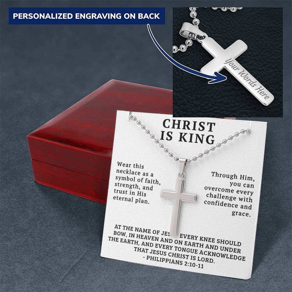 Personalized Cross Necklace For Men Women Boys Girls Mom Dad, Custom Bible Verse Engraving Back, Christian Gifts With Message Card Gift Box