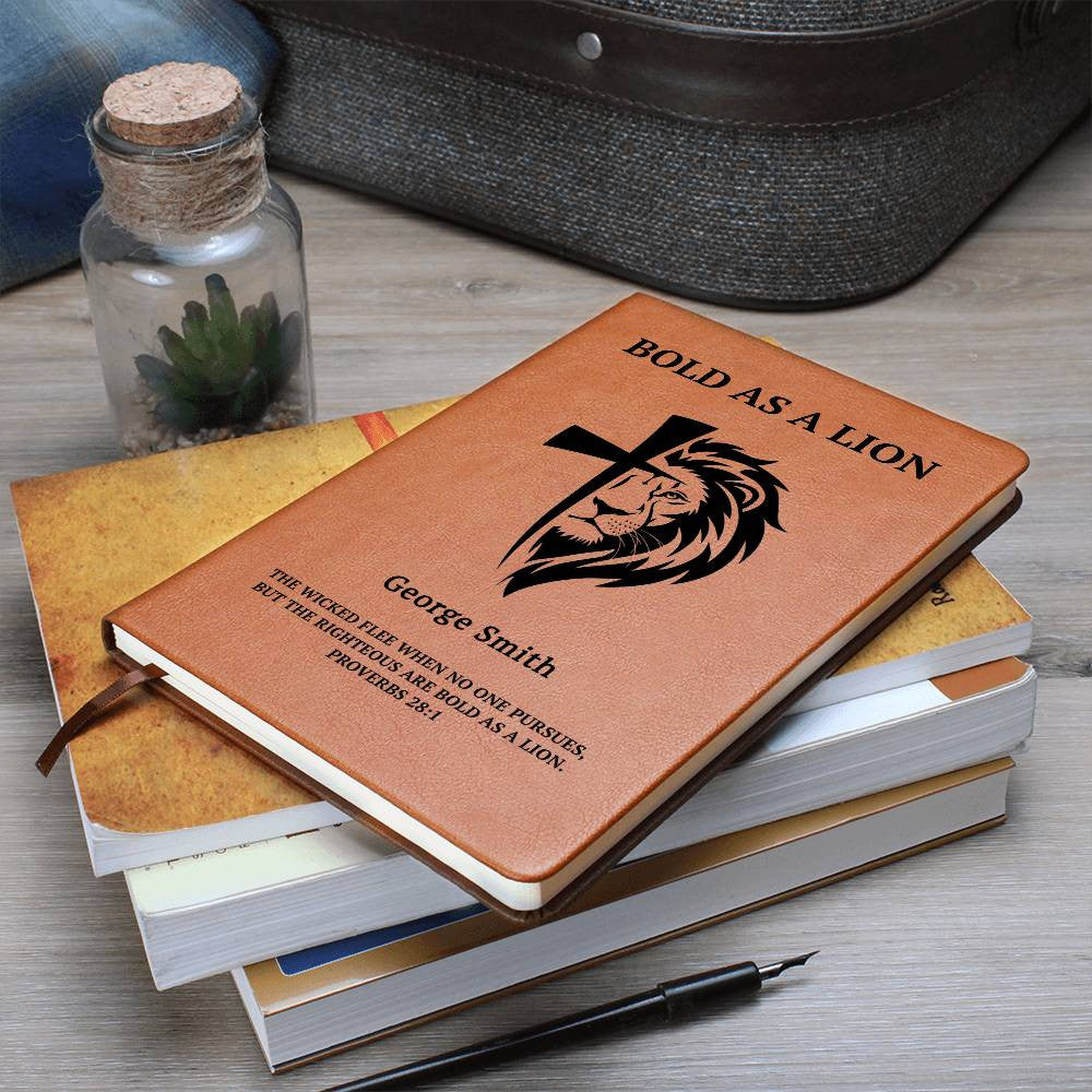Christian devotional journal with personalized name and Bible verse