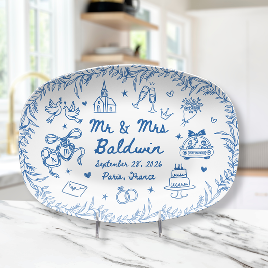 Personalized Wedding Platter | Custom Newlywed Plate with Names & Wedding Date