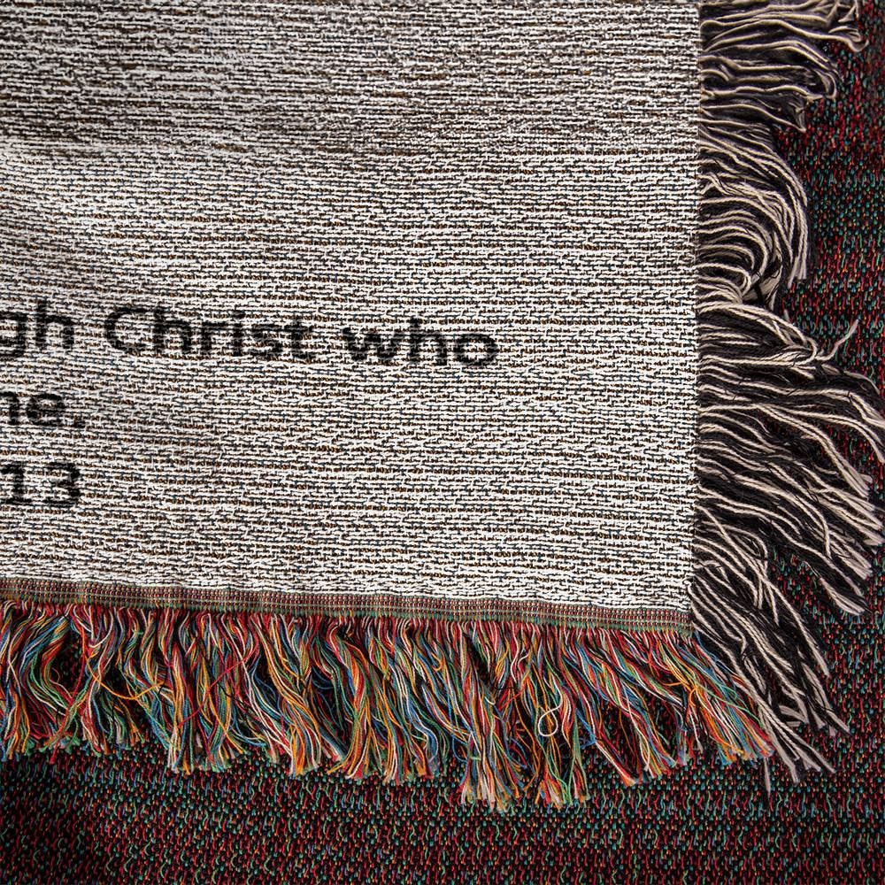 Personalized Woven Blanket with Cross Custom Name and Bible Verse Throw Blanket Christian Gift For Men Women Husband Boyfriend Son Grandson