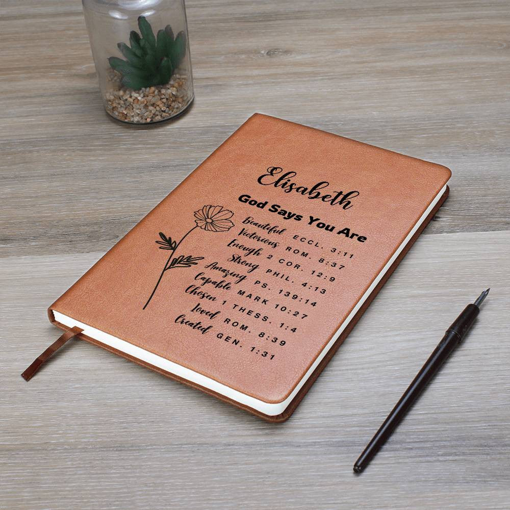 Personalized Prayer Journal Christian Gift for Women God Says You Are Positive Affirmations Leather Notebook Baptism Christmas Birthday Gift