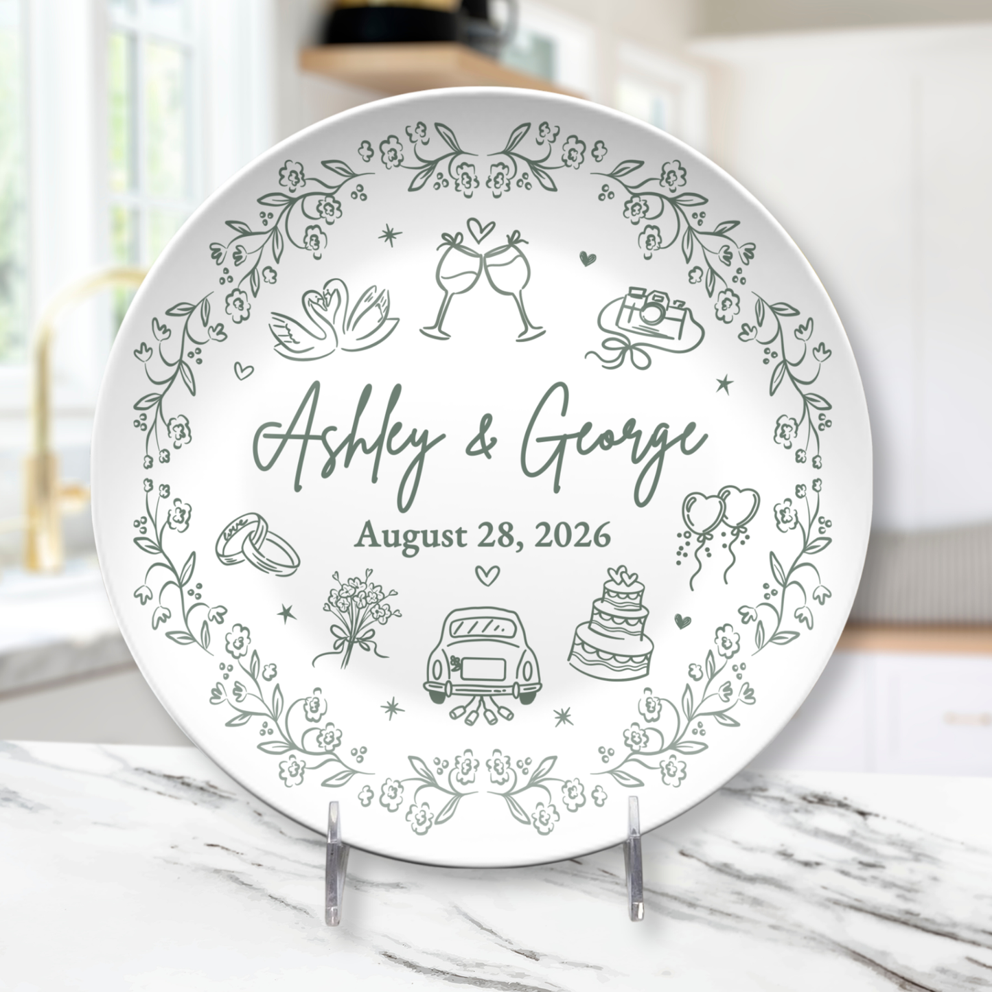 Personalized Wedding Plate & Platter | Custom Couple Names & Date Gift