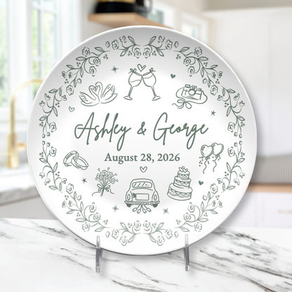 Personalized Wedding Plate & Platter | Custom Couple Names & Date Gift