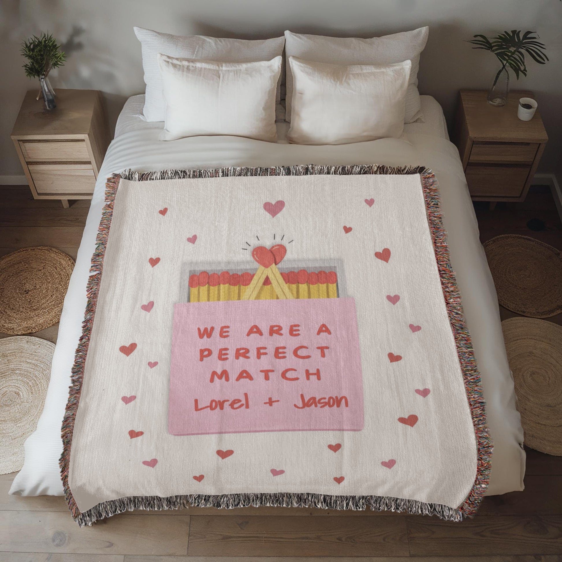 Personalized couple woven blanket with names for a perfect match wedding gift