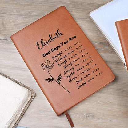 Personalized Prayer Journal Christian Gift for Women God Says You Are Positive Affirmations Leather Notebook Baptism Christmas Birthday Gift