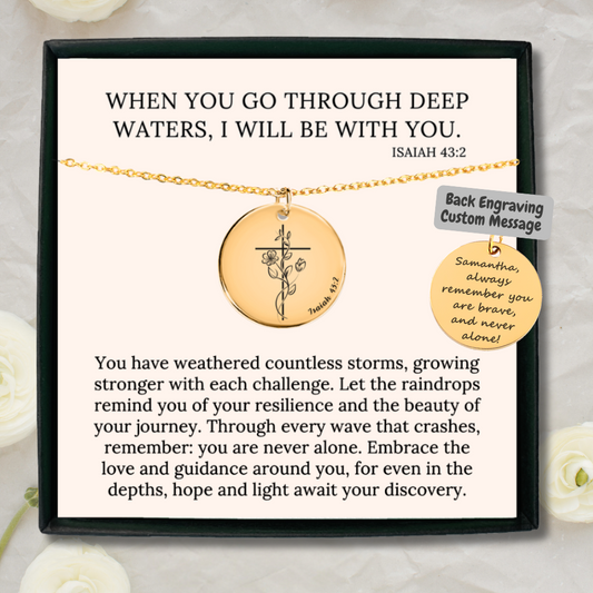 Personalized Flower Cross Necklace with Custom Bible Verse | Christian Bereavement & Miscarriage Gift