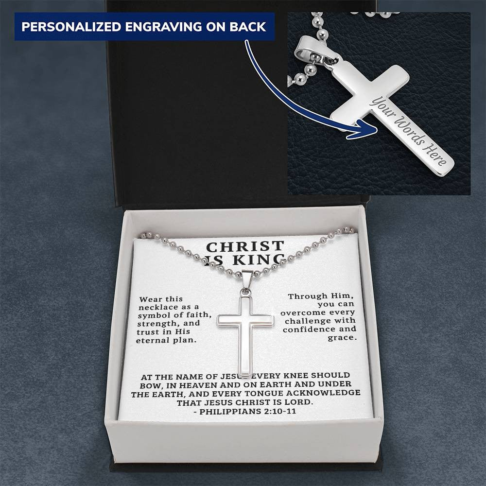 Personalized Cross Necklace For Men Women Boys Girls Mom Dad, Custom Bible Verse Engraving Back, Christian Gifts With Message Card Gift Box