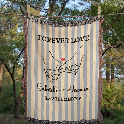 Custom Couples Woven Blanket, Personalized Name Striped Throw, Anniversary Gift, Engagement or Wedding Gift, Unique Holiday Gift For Him Her