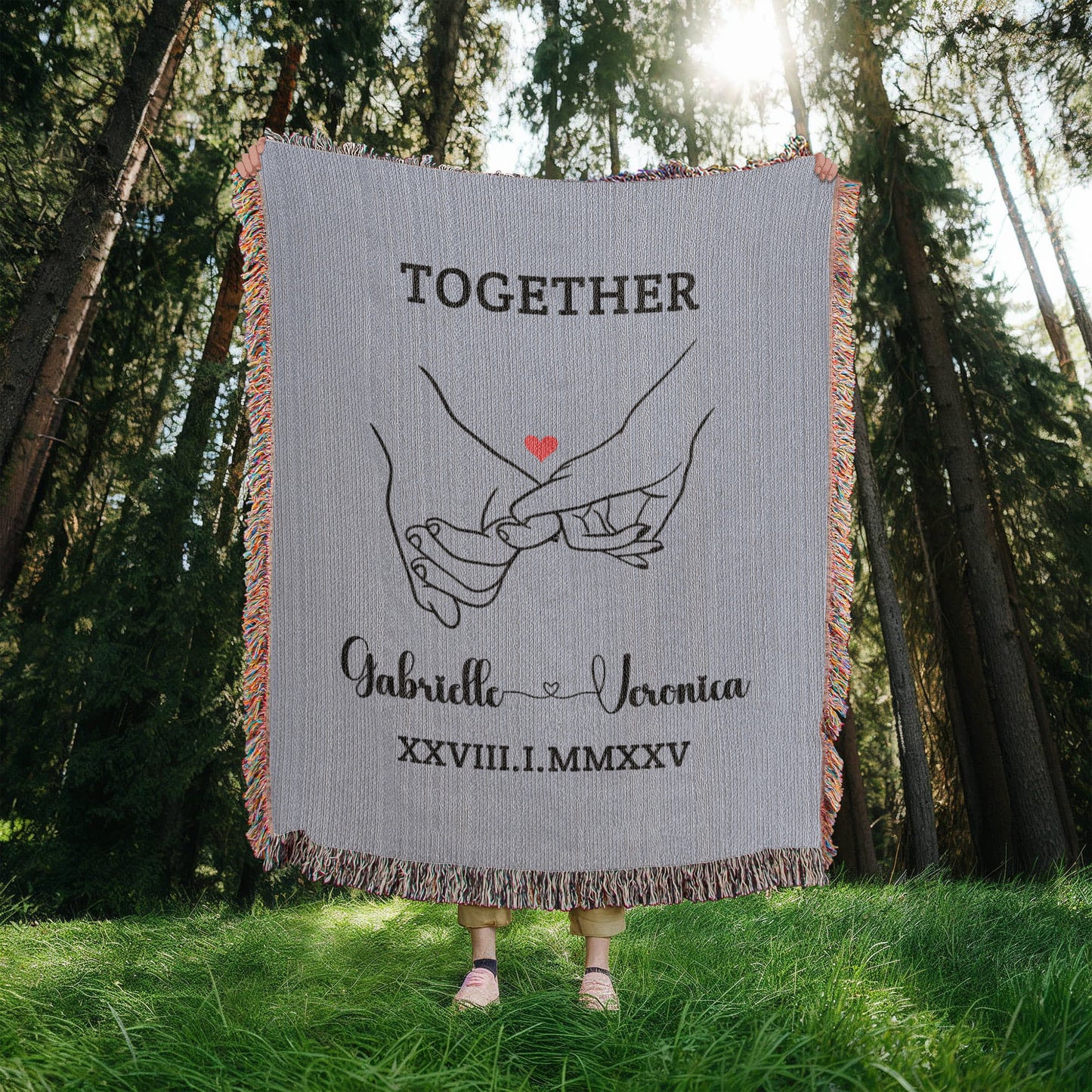 Personalized Couples Woven Blanket Custom Name Throw Anniversary Gift For for Boyfriend Girlfriend Husband Wife Valentine Gift For Him Her