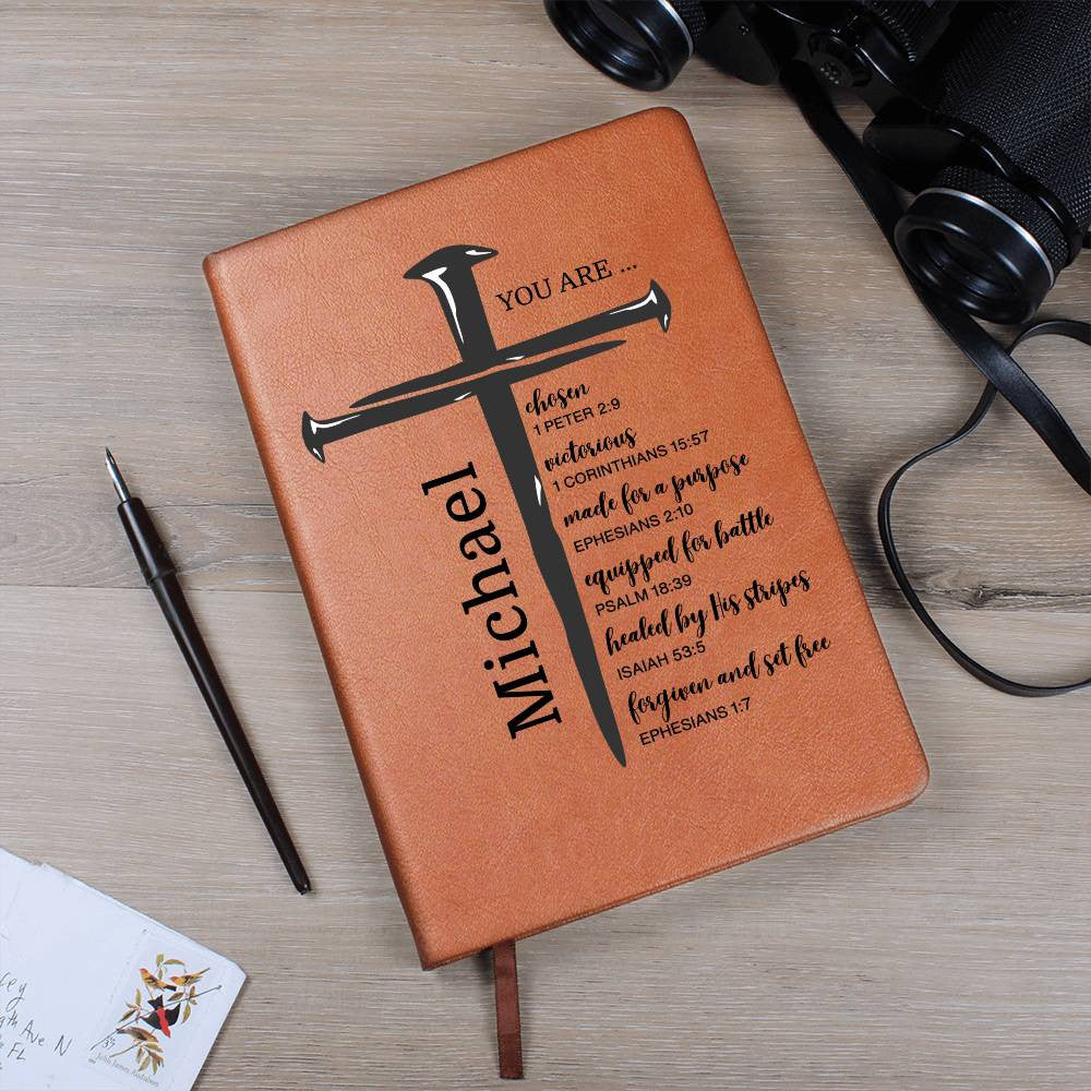 Personalized Christian Journal for Men, Teens & Boys | Bible Verse Leather Notebook | Religious Baptism, Pastor, Retirement & Birthday Gifts