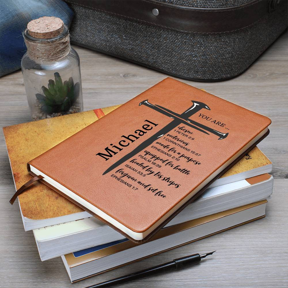 Personalized Christian Journal for Men, Teens & Boys | Bible Verse Leather Notebook | Religious Baptism, Pastor, Retirement & Birthday Gifts