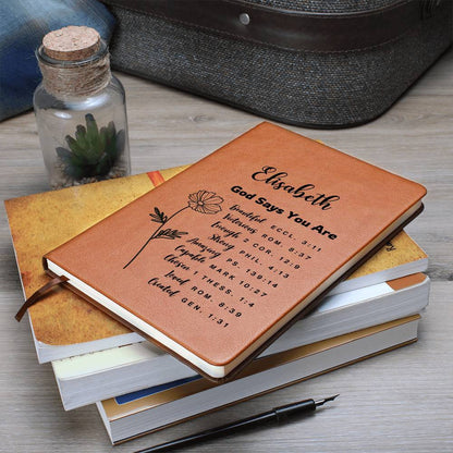 Personalized Prayer Journal Christian Gift for Women God Says You Are Positive Affirmations Leather Notebook Baptism Christmas Birthday Gift