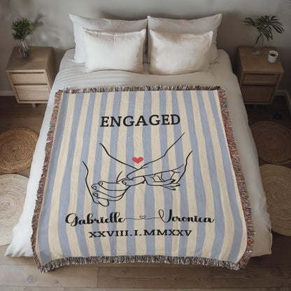 Custom Couples Woven Blanket, Personalized Name Striped Throw, Anniversary Gift, Engagement or Wedding Gift, Unique Holiday Gift For Him Her