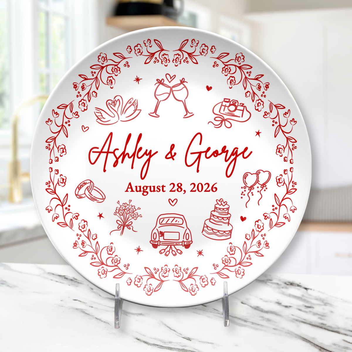 Personalized Wedding Plate & Platter | Custom Couple Names & Date Gift