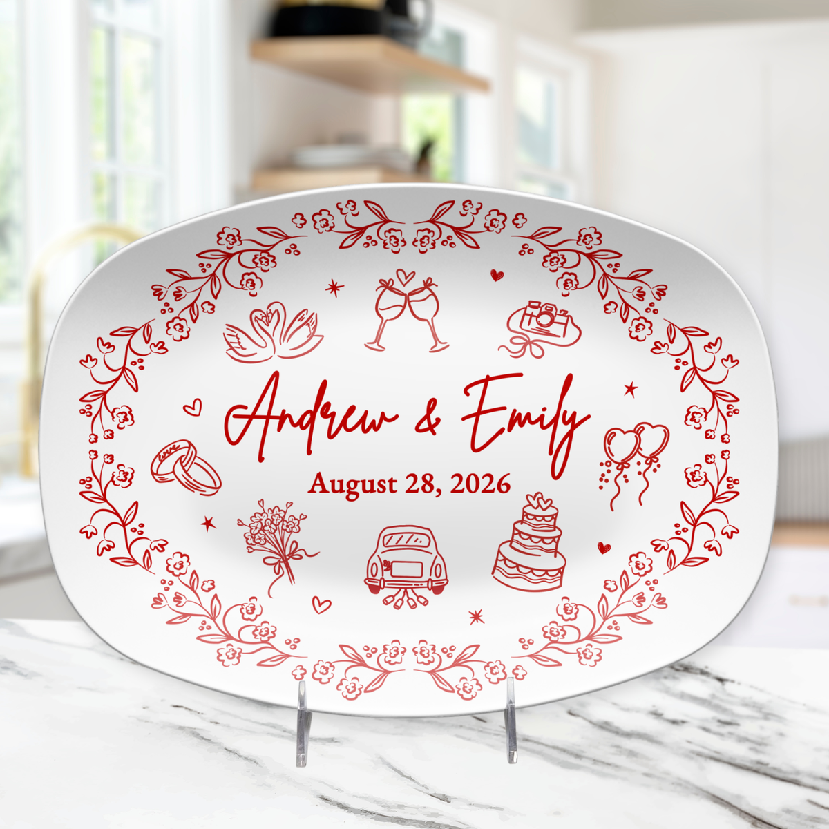 Personalized Wedding Plate & Platter | Custom Couple Names & Date Gift