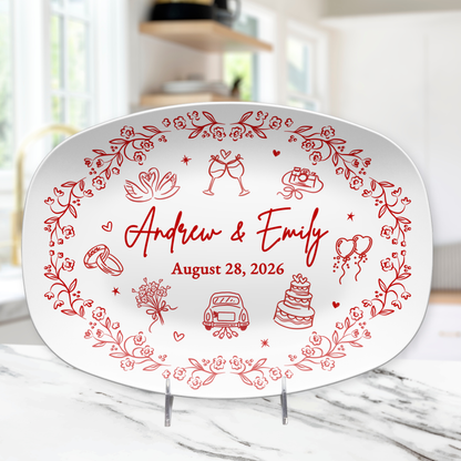 Personalized Wedding Plate & Platter | Custom Couple Names & Date Gift