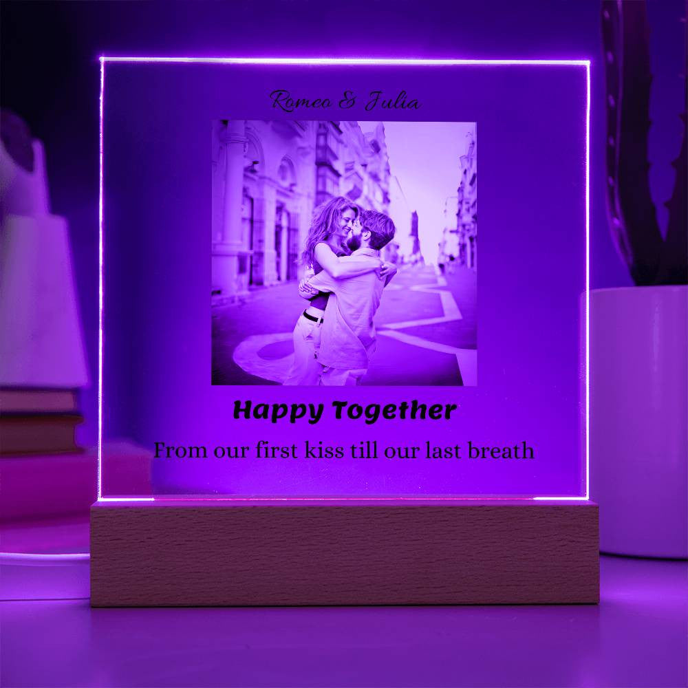 Personalized Photo & Name Square Interior Decor - Gift for Lovers (With Night Light Option)