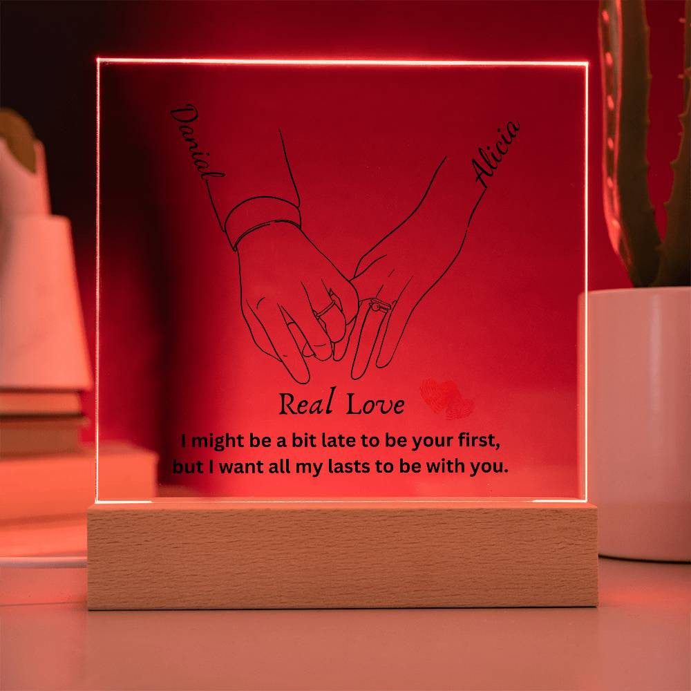 Personalized Square Interior Decor - Gift for Husband Wife (With Night Light Option)