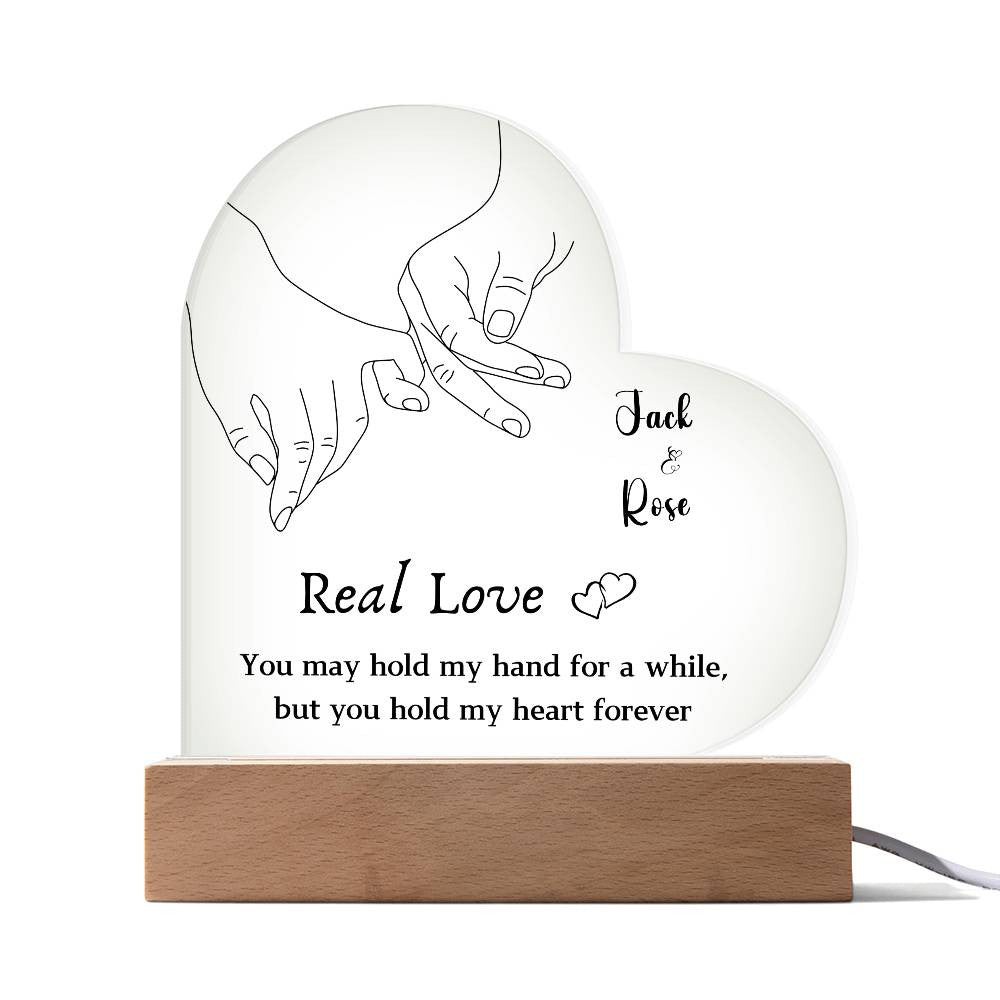 Personalized Heart Interior Decor - Real Love (With Night Light Option)